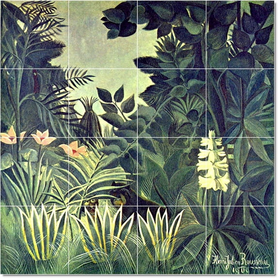 Ceramic Tile Mural-Jean-Jacques Rousseau Poster Art Tile Mural Modern Interior Renovation. 17" w x 17" h using (16) 4.25 x 4.25 ceramic tiles