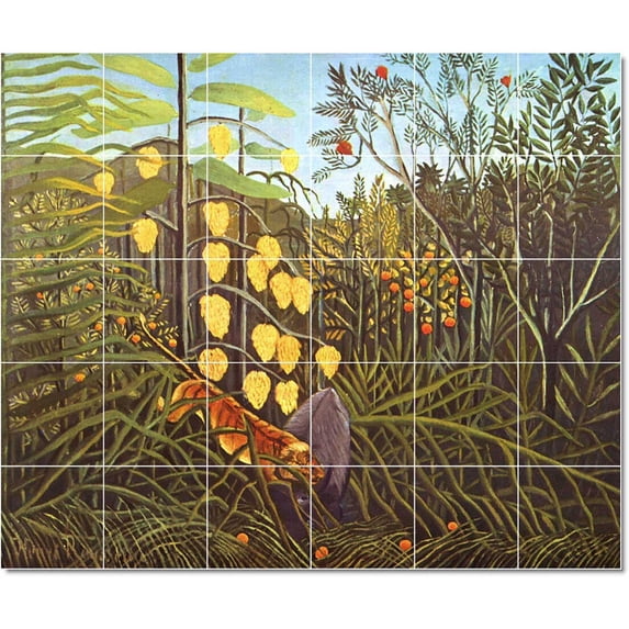 Ceramic Tile Mural-Jean-Jacques Rousseau Poster Art Tile Mural Residential. 48" w x 40" h using (30) 8 x 8 ceramic tiles