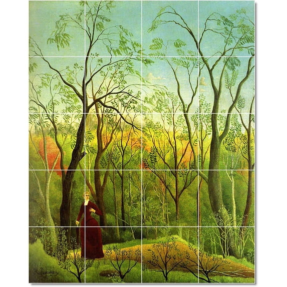 Ceramic Tile Mural-Jean-Jacques Rousseau Poster Art Tile Mural Traditional Remodeling. 32" w x 40" h using (20) 8 x 8 ceramic tiles