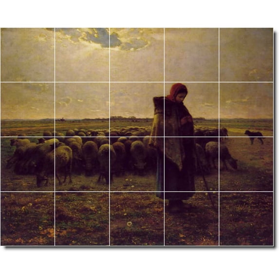 Ceramic Tile Mural-Jean Millet Country Painting 200. 40" w x 32" h using (20) 8 x 8 ceramic tiles