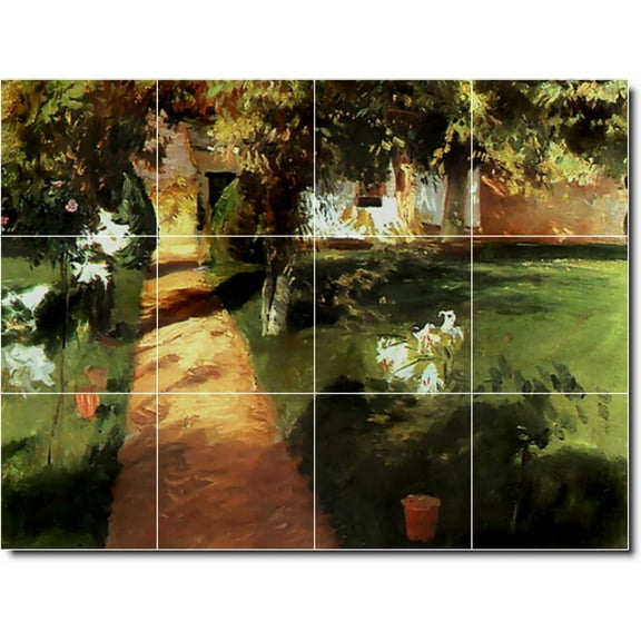 Ceramic Tile Mural-Jean Millet Garden Shower Tile Mural 1. 17" w x 12.75" h using (12) 4.25 x 4.25 ceramic tiles