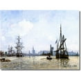 thumbnail image 1 of Ceramic Tile Mural-Johan Jongkind Ships Shower Tile Mural 3. 48" w x 36" h using (12) 12 x 12 ceramic tiles, 1 of 3