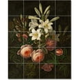thumbnail image 1 of Ceramic Tile Mural-Johann Laurents Jensen Flowers Tile Mural Home Renovation Design. 17" w x 21.25" h using (20) 4.25 x 4.25 ceramic tiles, 1 of 3