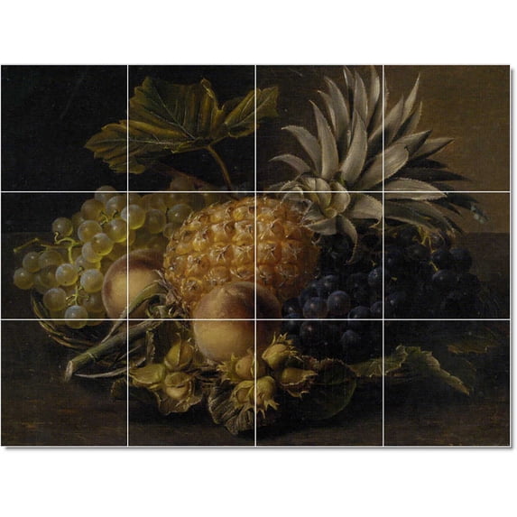 Ceramic Tile Mural-Johann Laurentz Jensen Flowers Painting 222. 17" w x 12.75" h using (12) 4.25 x 4.25 ceramic tiles
