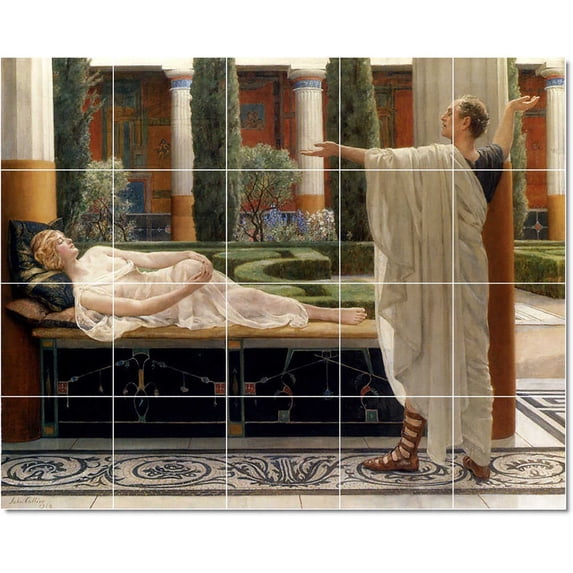 Ceramic Tile Mural-John Collier Historical Tile Mural Interior Remodeling Design. 60" w x 48" h using (20) 12 x 12 ceramic tiles