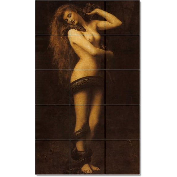 Ceramic Tile Mural-John Collier Mythology Tile Mural Residential Remodeling. 24" w x 40" h using (15) 8 x 8 ceramic tiles