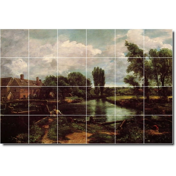 Ceramic Tile Mural-John Constable Country Painting 205. 25.5" w x 17" h using (24) 4.25 x 4.25 ceramic tiles