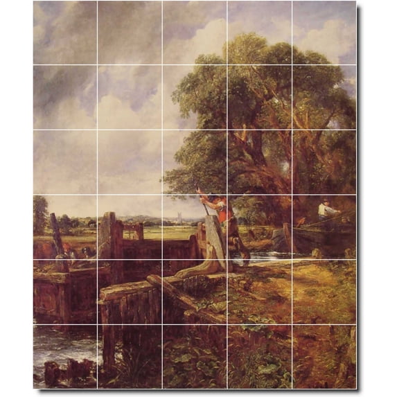 Ceramic Tile Mural-John Constable Country Painting 208. 30" w x 36" h using (30) 6 x 6 ceramic tiles