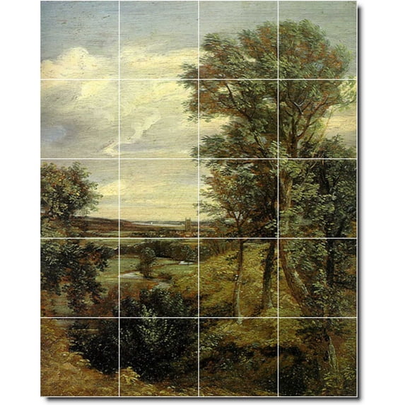 Ceramic Tile Mural-John Constable Country Painting 210. 32" w x 40" h using (20) 8 x 8 ceramic tiles