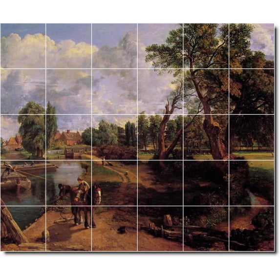 Ceramic Tile Mural-John Constable Country Painting 215. 25.5" w x 21.25" h using (30) 4.25 x 4.25 ceramic tiles