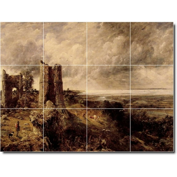 Ceramic Tile Mural-John Constable Country Painting 217. 17" w x 12.75" h using (12) 4.25 x 4.25 ceramic tiles