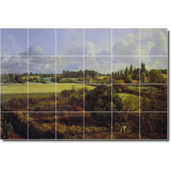 Ceramic Tile Mural-John Constable Country Painting 219. 25.5" w x 17" h using (24) 4.25 x 4.25 ceramic tiles