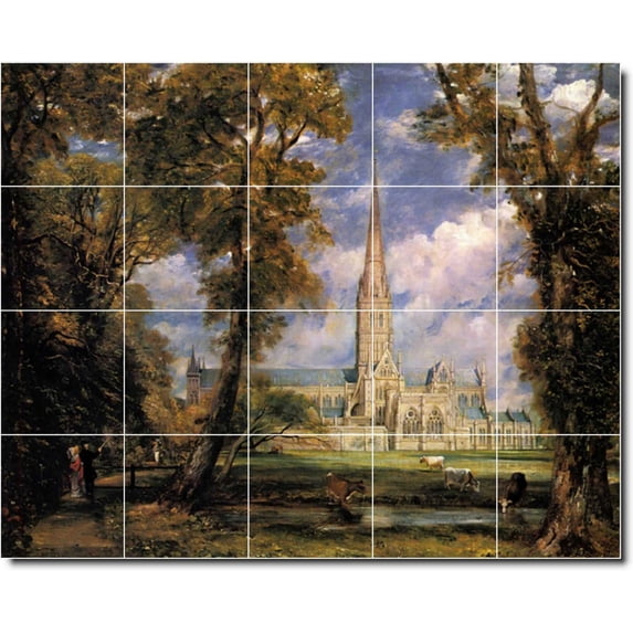 Ceramic Tile Mural-John Constable Country Painting 224. 40" w x 32" h using (20) 8 x 8 ceramic tiles