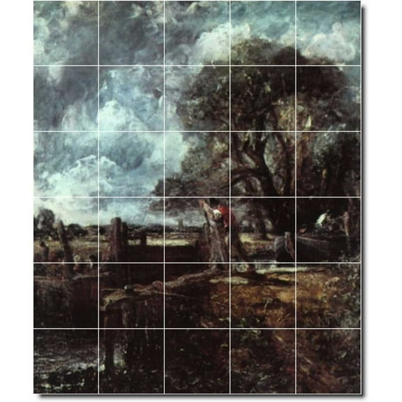 Ceramic Tile Mural-John Constable Country Painting 233. 21.25" w x 25.5" h using (30) 4.25 x 4.25 ceramic tiles