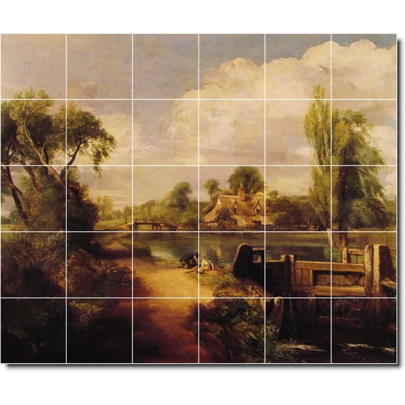 Ceramic Tile Mural-John Constable Landscapes Painting 326. 25.5" w x 21.25" h using (30) 4.25 x 4.25 ceramic tiles