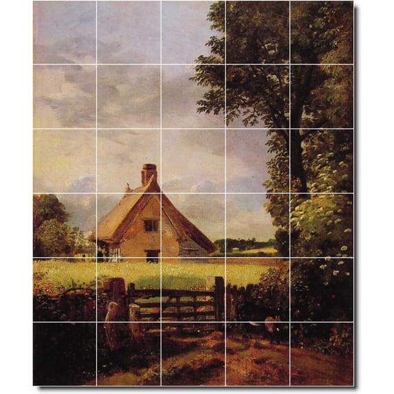 Ceramic Tile Mural-John Constable Village Painting 85. 30" w x 36" h using (30) 6 x 6 ceramic tiles