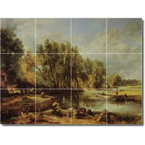 Ceramic Tile Mural-John Constable Village Painting 89. 17" w x 12.75" h using (12) 4.25 x 4.25 ceramic tiles