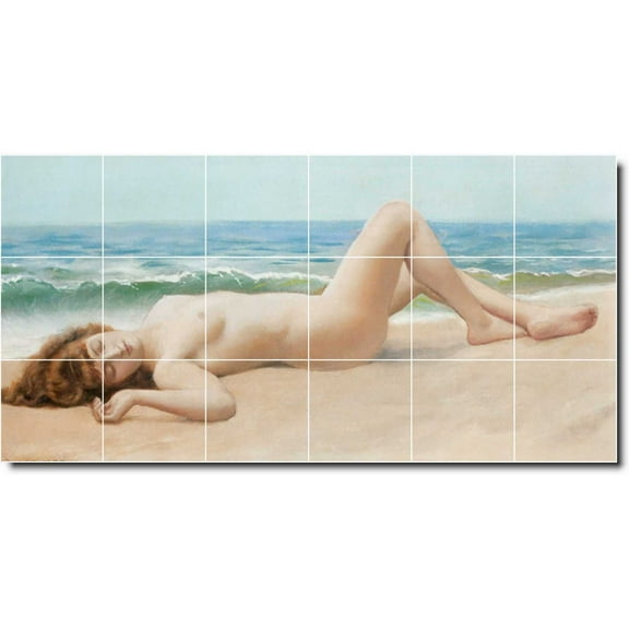 Ceramic Tile Mural-John Godward Nudes 27. 25.5" w x 12.75" h using (18) 4.25 x 4.25 ceramic tiles