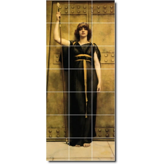 Ceramic Tile Mural-John Godward Women Painting 139. 24" w x 56" h using (21) 8 x 8 ceramic tiles