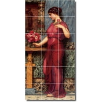 Ceramic Tile Mural-John Godward Women Painting 141. 12.75" w x 25.5" h using (18) 4.25 x 4.25 ceramic tiles