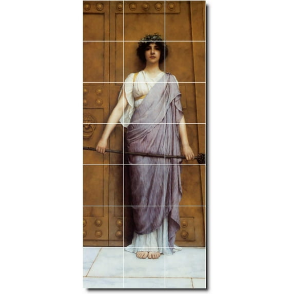 Ceramic Tile Mural-John Godward Women Painting 143. 24" w x 56" h using (21) 8 x 8 ceramic tiles