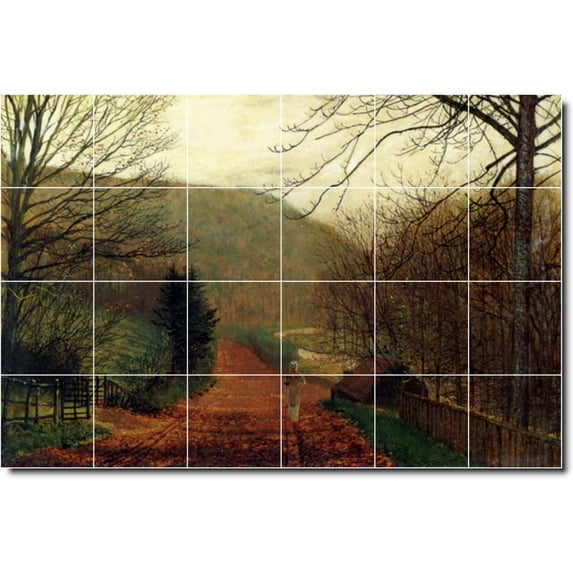 Ceramic Tile Mural-John Grimshaw Village Painting 91. 36" w x 24" h using (24) 6 x 6 ceramic tiles