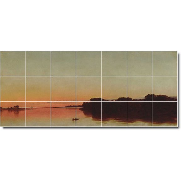 Ceramic Tile Mural-John Kensett Waterfront Painting 288. 29.75" w x 12.75" h using (21) 4.25 x 4.25 ceramic tiles
