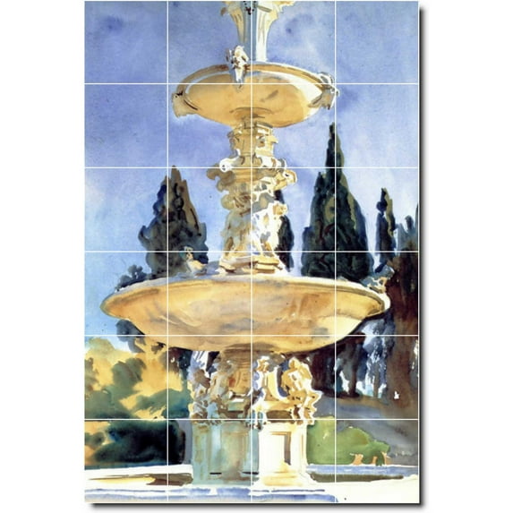 Ceramic Tile Mural-John Sargent City Custom Tile Mural 11. 32" w x 48" h using (24) 8 x 8 ceramic tiles