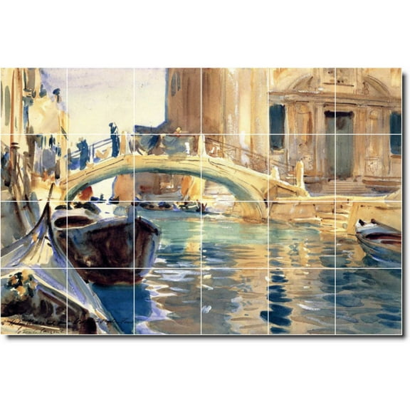 Ceramic Tile Mural-John Sargent City Floor Tile Mural 14. 36" w x 24" h using (24) 6 x 6 ceramic tiles