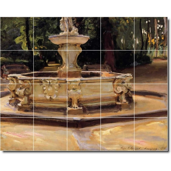 Ceramic Tile Mural-John Sargent City Kitchen Tile Mural 15. 60" w x 48" h using (20) 12 x 12 ceramic tiles