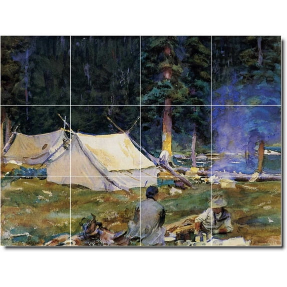 Ceramic Tile Mural-John Sargent Country Painting 253. 48" w x 36" h using (12) 12 x 12 ceramic tiles