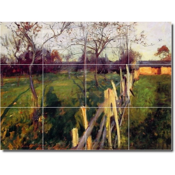Ceramic Tile Mural-John Sargent Country Painting 256. 24" w x 18" h using (12) 6 x 6 ceramic tiles