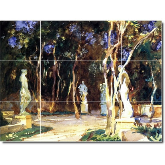 Ceramic Tile Mural-John Sargent Country Painting 262. 17" w x 12.75" h using (12) 4.25 x 4.25 ceramic tiles