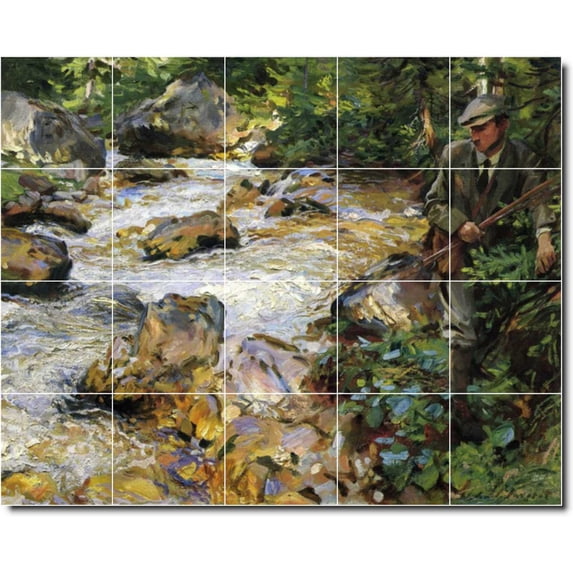 Ceramic Tile Mural-John Sargent Country Painting 263. 40" w x 32" h using (20) 8 x 8 ceramic tiles