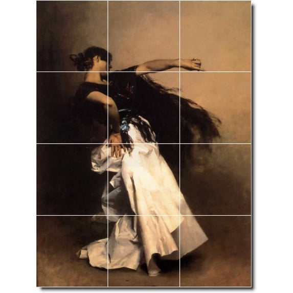 Ceramic Tile Mural-John Sargent Dancers Painting 18. 24" w x 32" h using (12) 8 x 8 ceramic tiles