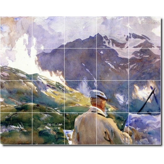 Ceramic Tile Mural-John Sargent Landscapes Painting 337. 40" w x 32" h using (20) 8 x 8 ceramic tiles