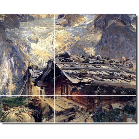 Ceramic Tile Mural-John Sargent Landscapes Painting 338. 60" w x 48" h using (20) 12 x 12 ceramic tiles