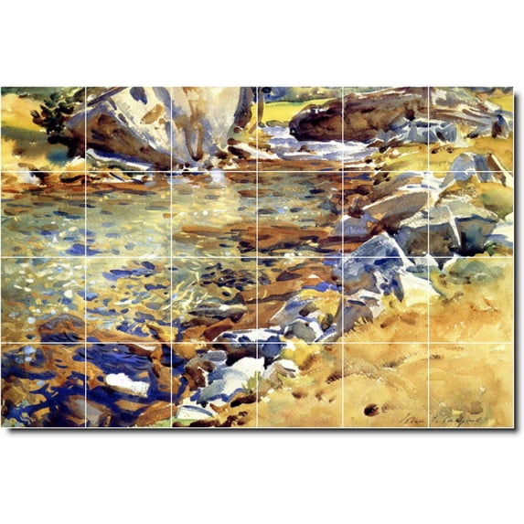 Ceramic Tile Mural-John Sargent Landscapes Painting 340. 48" w x 32" h using (24) 8 x 8 ceramic tiles