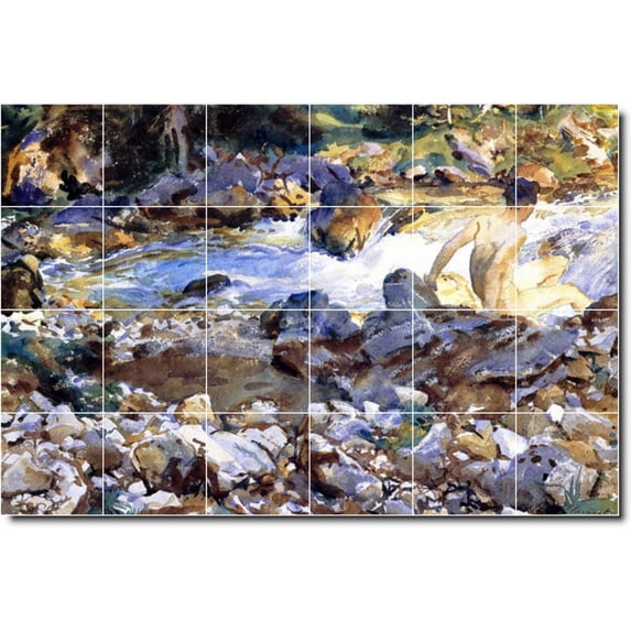Ceramic Tile Mural-John Sargent Landscapes Painting 346. 48" w x 32" h using (24) 8 x 8 ceramic tiles