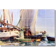 thumbnail image 1 of Ceramic Tile Mural-John Sargent Waterfront Painting 292. 25.5" w x 17" h using (24) 4.25 x 4.25 ceramic tiles, 1 of 3