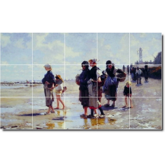 Ceramic Tile Mural-John Sargent Waterfront Painting 294. 30" w x 18" h using (15) 6 x 6 ceramic tiles