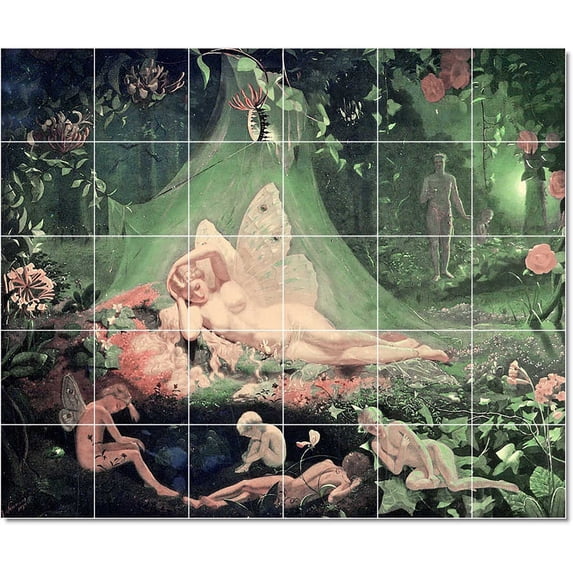 Ceramic Tile Mural-John Simmons Mythology Tile Mural Modern House Remodel. 48" w x 40" h using (30) 8 x 8 ceramic tiles