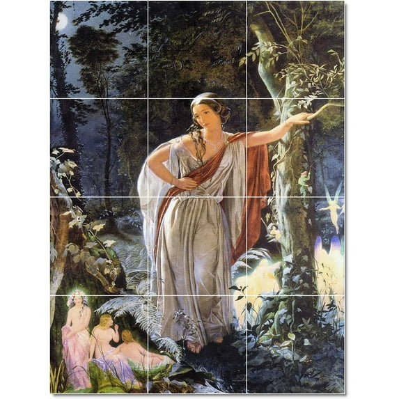 Ceramic Tile Mural-John Simmons Nudes Painting 163. 12.75" w x 17" h using (12) 4.25 x 4.25 ceramic tiles