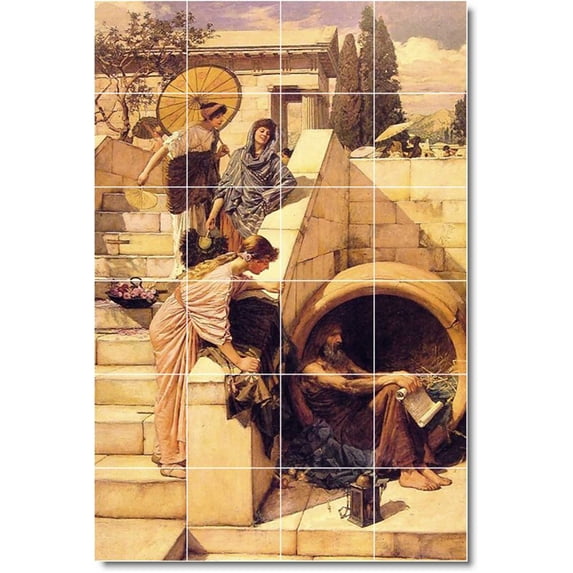 Ceramic Tile Mural-John Waterhouse Historical Backsplash Tile Mural 30. 32" w x 48" h using (24) 8 x 8 ceramic tiles