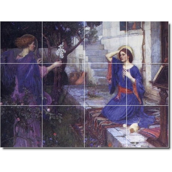 Ceramic Tile Mural-John Waterhouse Religious Custom Tile Mural 3. 17" w x 12.75" h using (12) 4.25 x 4.25 ceramic tiles