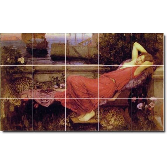 Ceramic Tile Mural-John Waterhouse Women Painting 154. 40" w x 24" h using (15) 8 x 8 ceramic tiles
