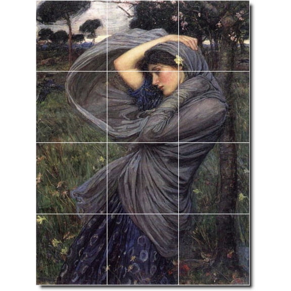 Ceramic Tile Mural-John Waterhouse Women Painting 155. 12.75" w x 17" h using (12) 4.25 x 4.25 ceramic tiles