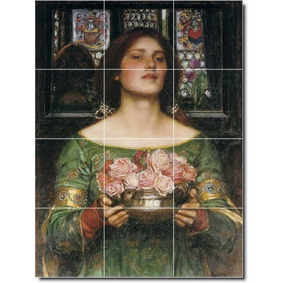 Ceramic Tile Mural-John Waterhouse Women Painting 157. 12.75" w x 17" h using (12) 4.25 x 4.25 ceramic tiles