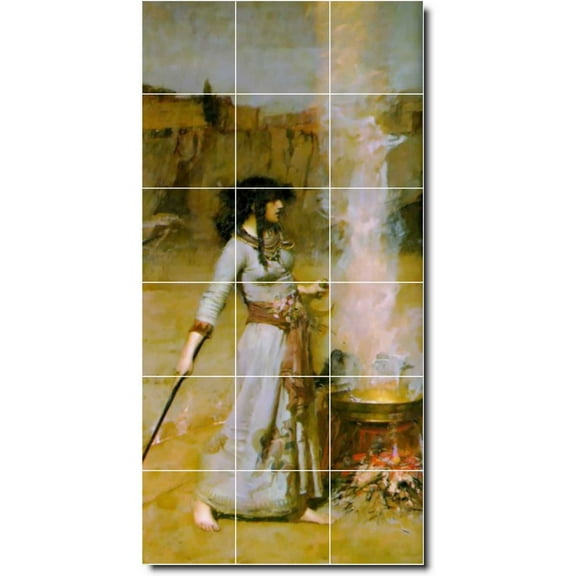 Ceramic Tile Mural-John Waterhouse Women Painting 165. 12.75" w x 25.5" h using (18) 4.25 x 4.25 ceramic tiles