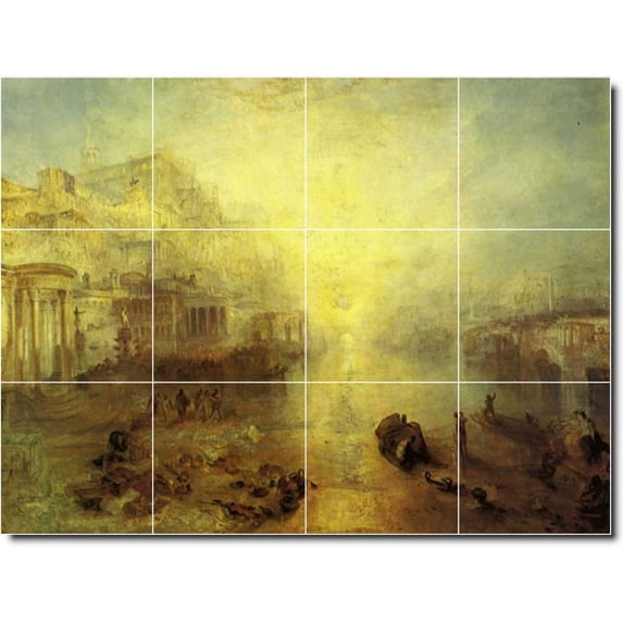 Ceramic Tile Mural-Joseph Turner Landscapes Painting 350. 48" w x 36" h using (12) 12 x 12 ceramic tiles